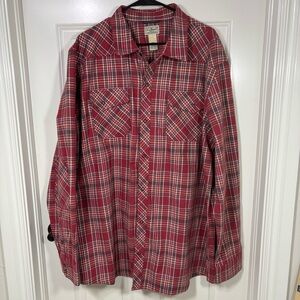 L.L. Bean Button Down Long Sleeve Red Plaid Shirt Men’s XXL Tall